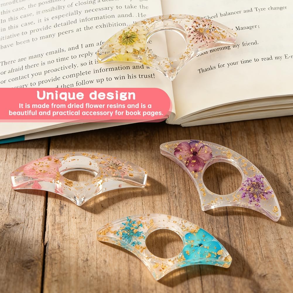 4Pcs Thumb Book Page Holder, Resin Book Finger Page Holder, Finger Ring Opener Bookmark for Easy Readin, Boo-k Accessories for Teachers Students Reading Lovers(Color:4 Color)