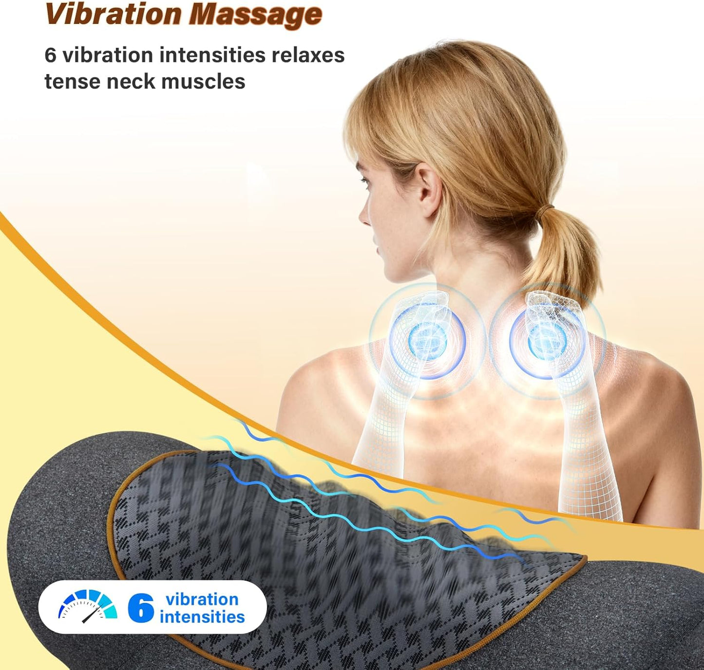 Rechargeable 3-in-1 Neck Massager Pillow with Heat,Vibration & Air Traction - Heated Neck Pillow Massage Hump Soothing Neck Relaxation, Posture Support & Stress Relief