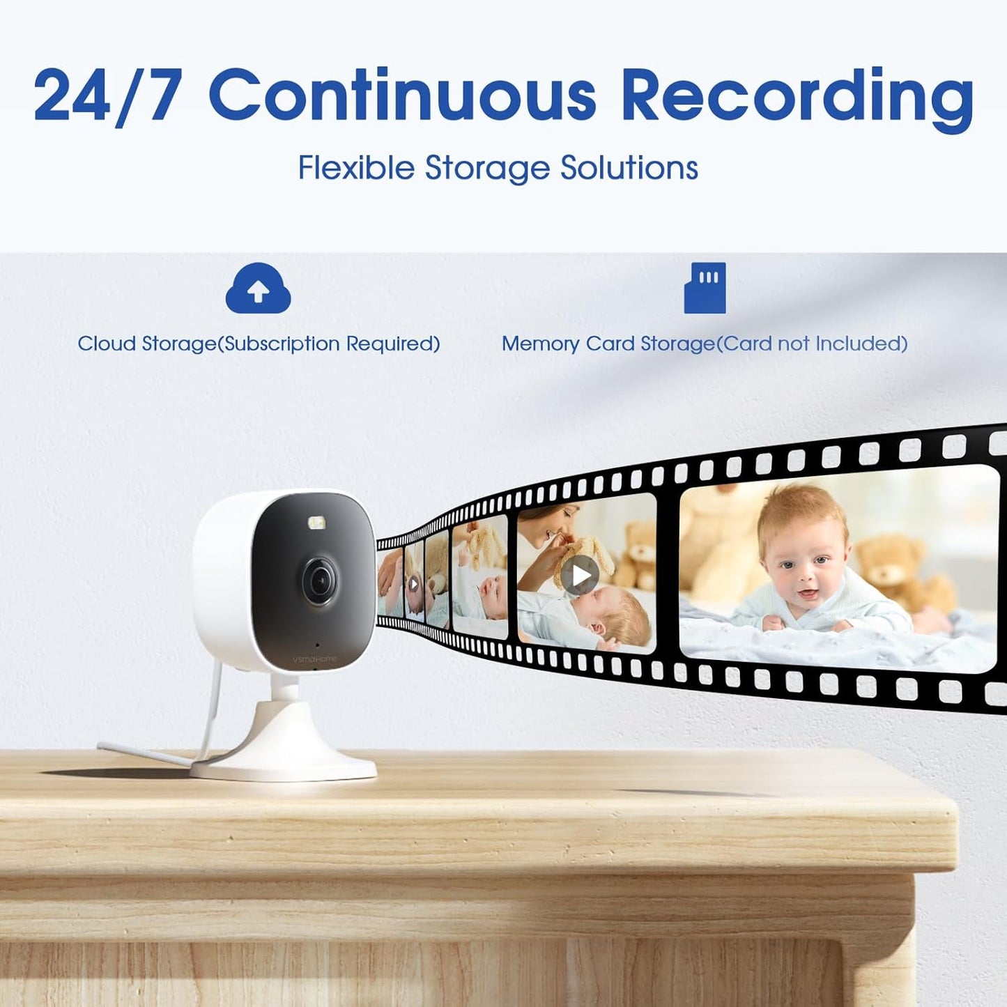 4MP Indoor Cameras for Home Security Outdoor, Home Security Camera System, 2.4g/5g Camera for House/Elder/Dog/Pet/Baby, Plug and Play, Support Card/Cloud (Not Included), Wired, 2PCS