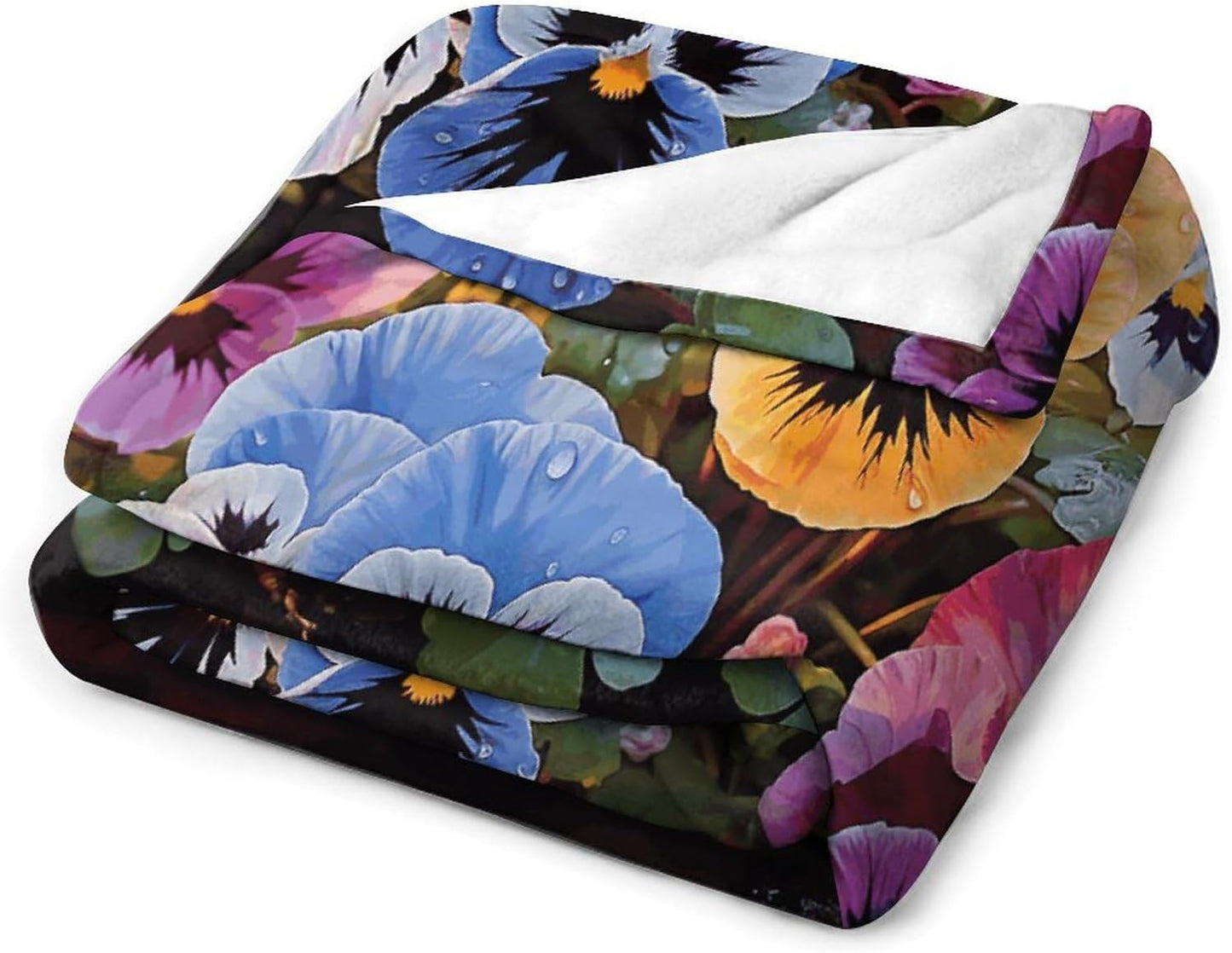 Pansy Flowers Throw Blanket for Couch Super Soft Warm Lightweight Throw Blankets Cozy Flannel Bed Blanket Cute Decorative Blankets for All Seasons Home Decor Gift 30"*40"（76 * 100cm）