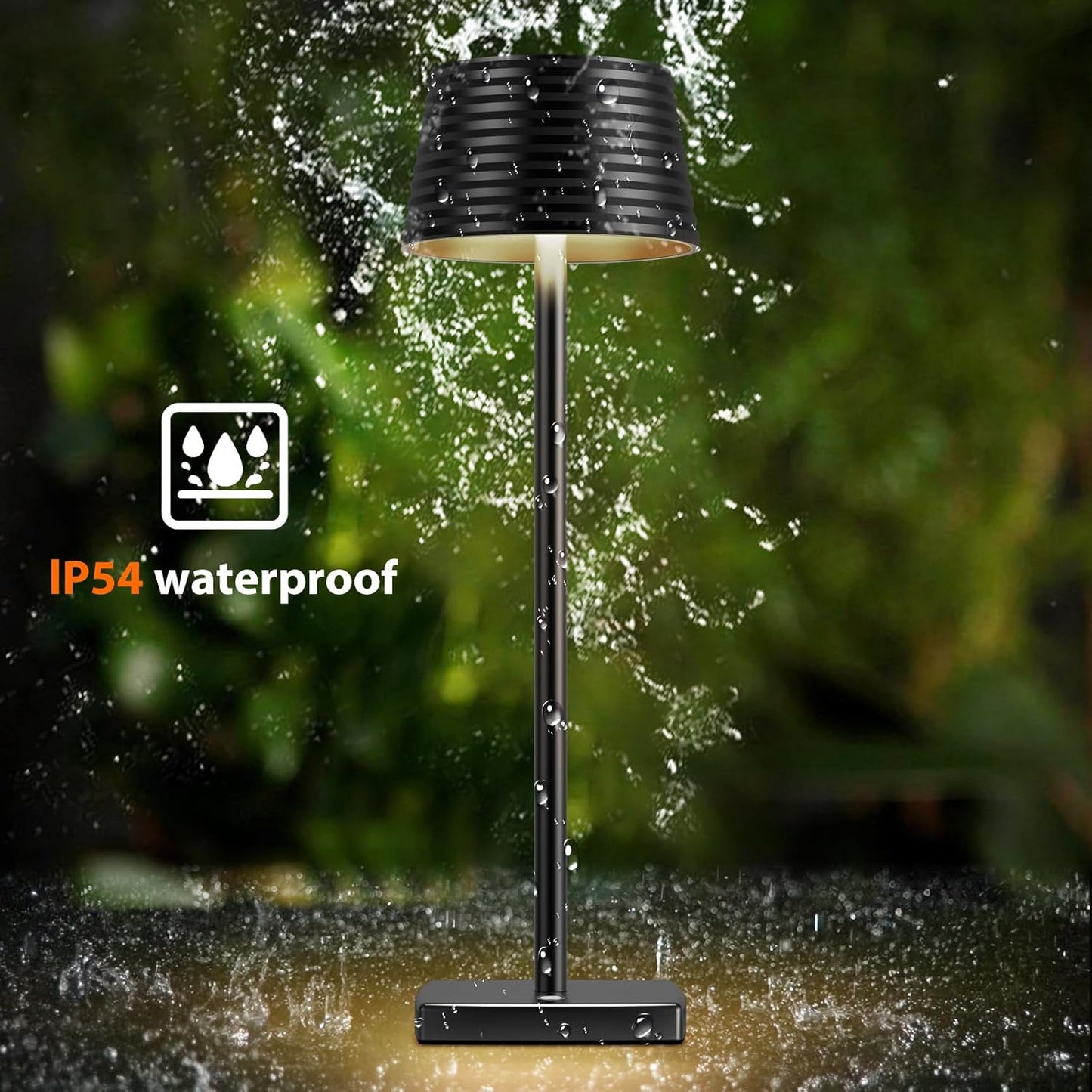 2Pack Cordless Table Lamps Rechargeable,Battery 6000mAh LED Portable Lights for Outdoor/Patio/Restaurant/Indoor Desk Lamp - IP54 Waterproof 3 Colors Stepless Dimming (2pack Black)