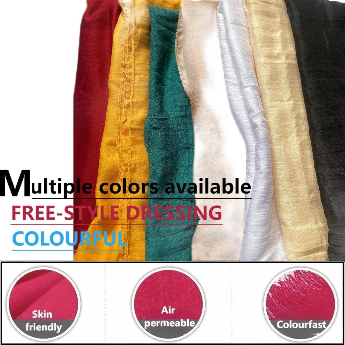 Cotton Blend Vintage Soft Scarf With Fringed Edges