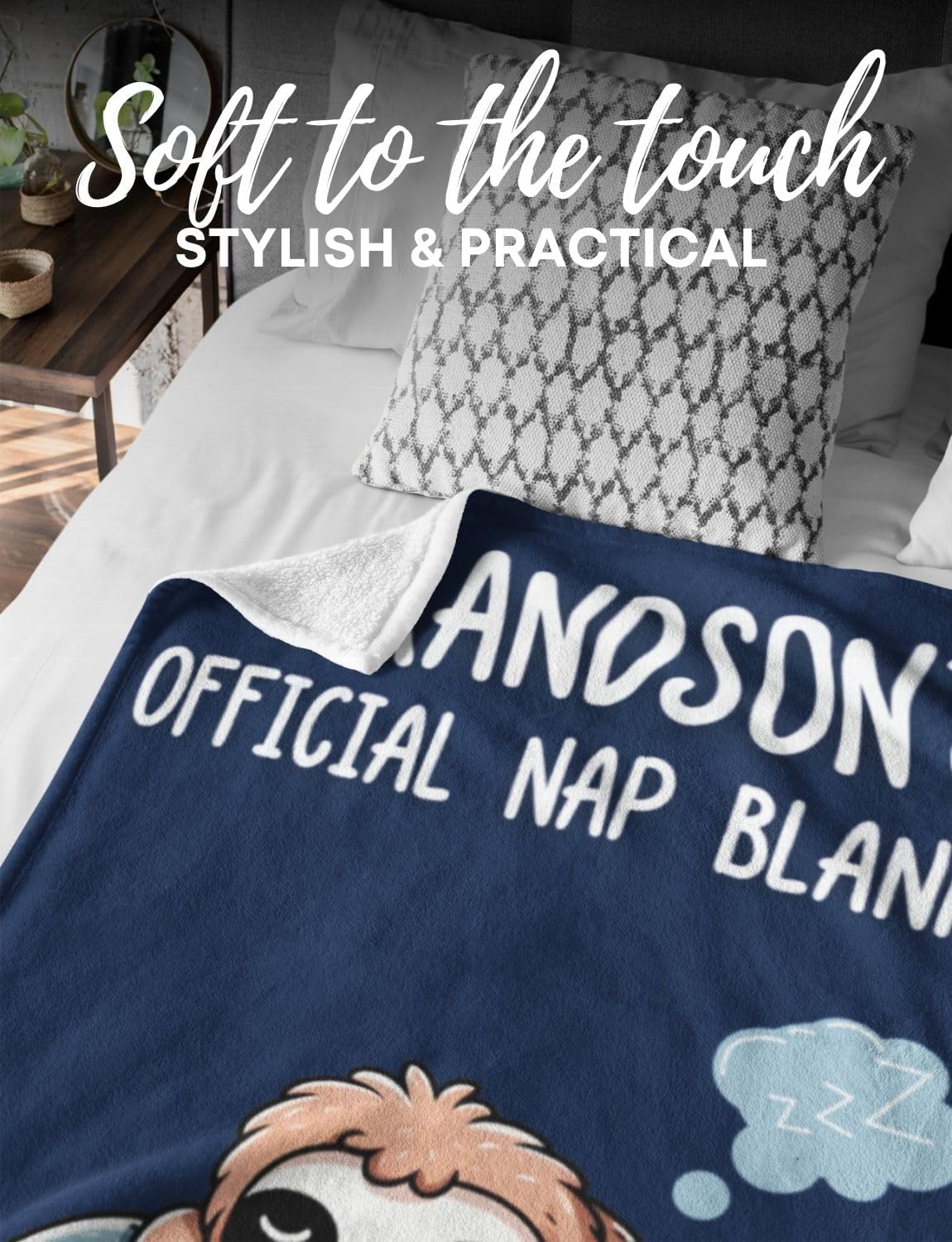 Grandson Gifts Throw Blanket, Grandkids Flannel Plush Bed Blankets, Perfect for Grandson for Birthday & Christmas - Sloth, 60"x 80"