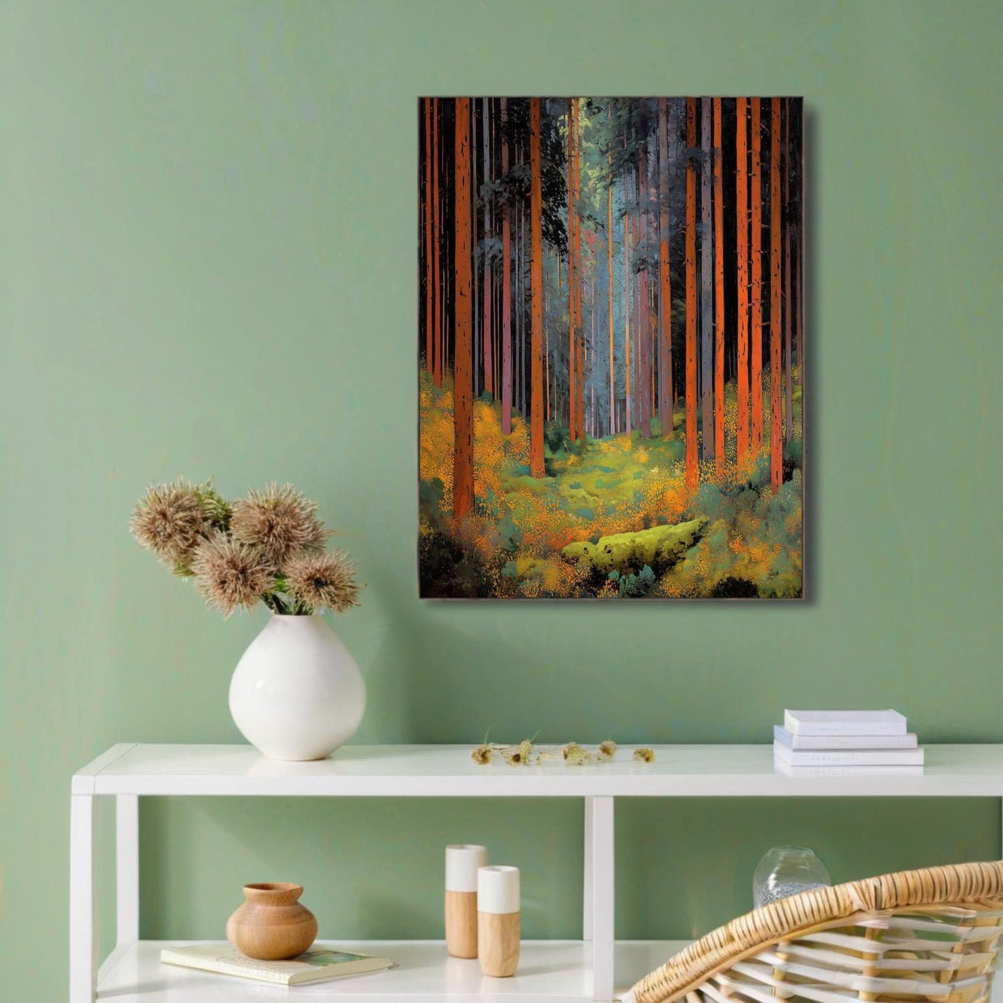 GDJSMIN Abstract Forest Landscape Wall Art, Tall Trees Poster for Reading Room Living Room Decor 12x 16 inch Unframed
