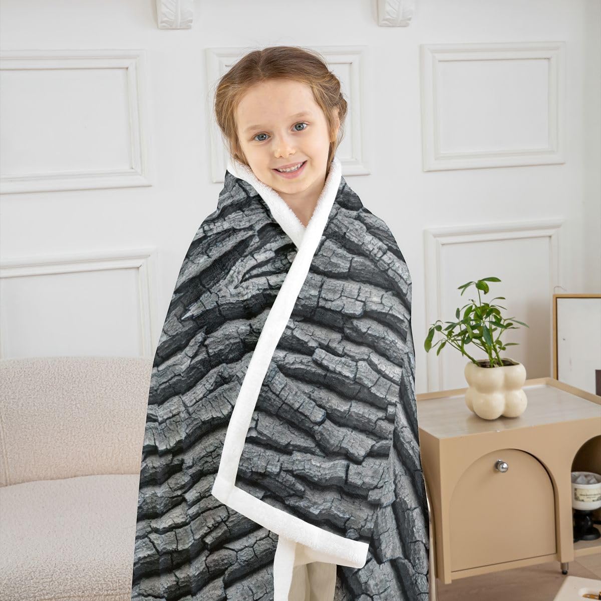 Feelyou Camouflage Sherpa Throw Blanket for Couch Dark Gray Tree Branch Camo Super Soft Cozy Fleece Botanical Blanket for Winter, Plush Throw Rustic Cabin Country Baby 30"x40" Nature Theme All Season