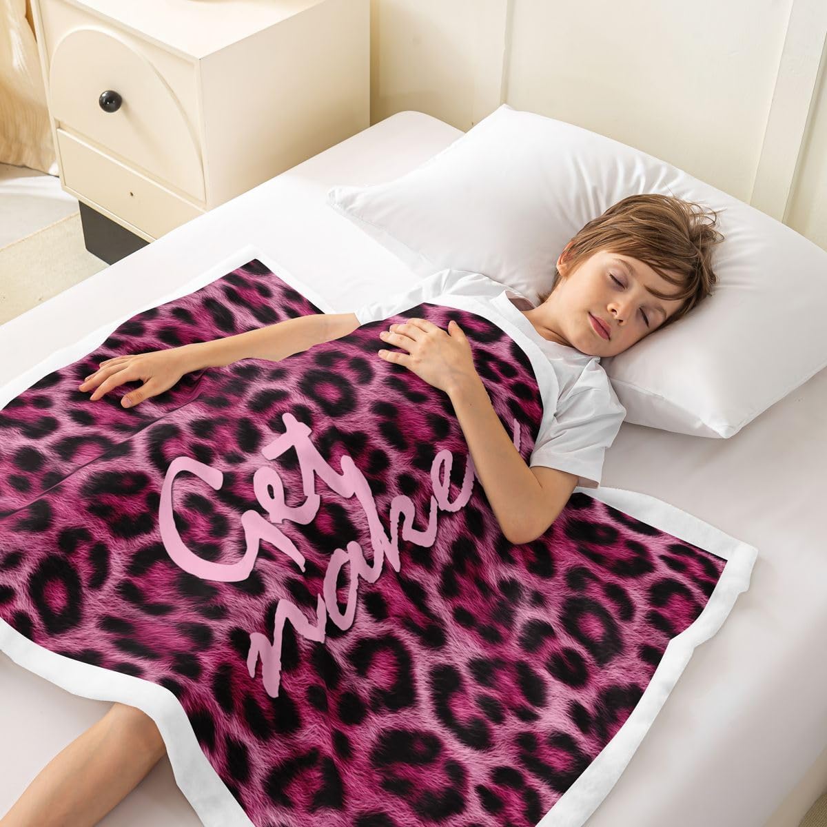 Feelyou Leopard Print Get Naked Sherpa Throw Blanket for Couch Funny Quotes Super Soft Cozy Fleece Pink Blanket for Winter, Plush Throw Cheetah 40"x50" All Season