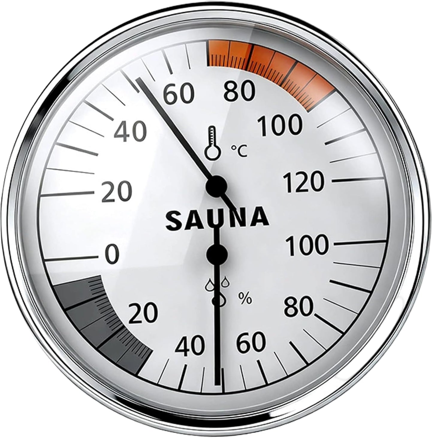 Sauna Thermometer and Hygrometer, 2-in-1 Large Dial Temperature Humidity Monitor with Aluminum Frame, Easy to Read for Sauna Room, Home, Greenhouse Thermometer and Hygrometer