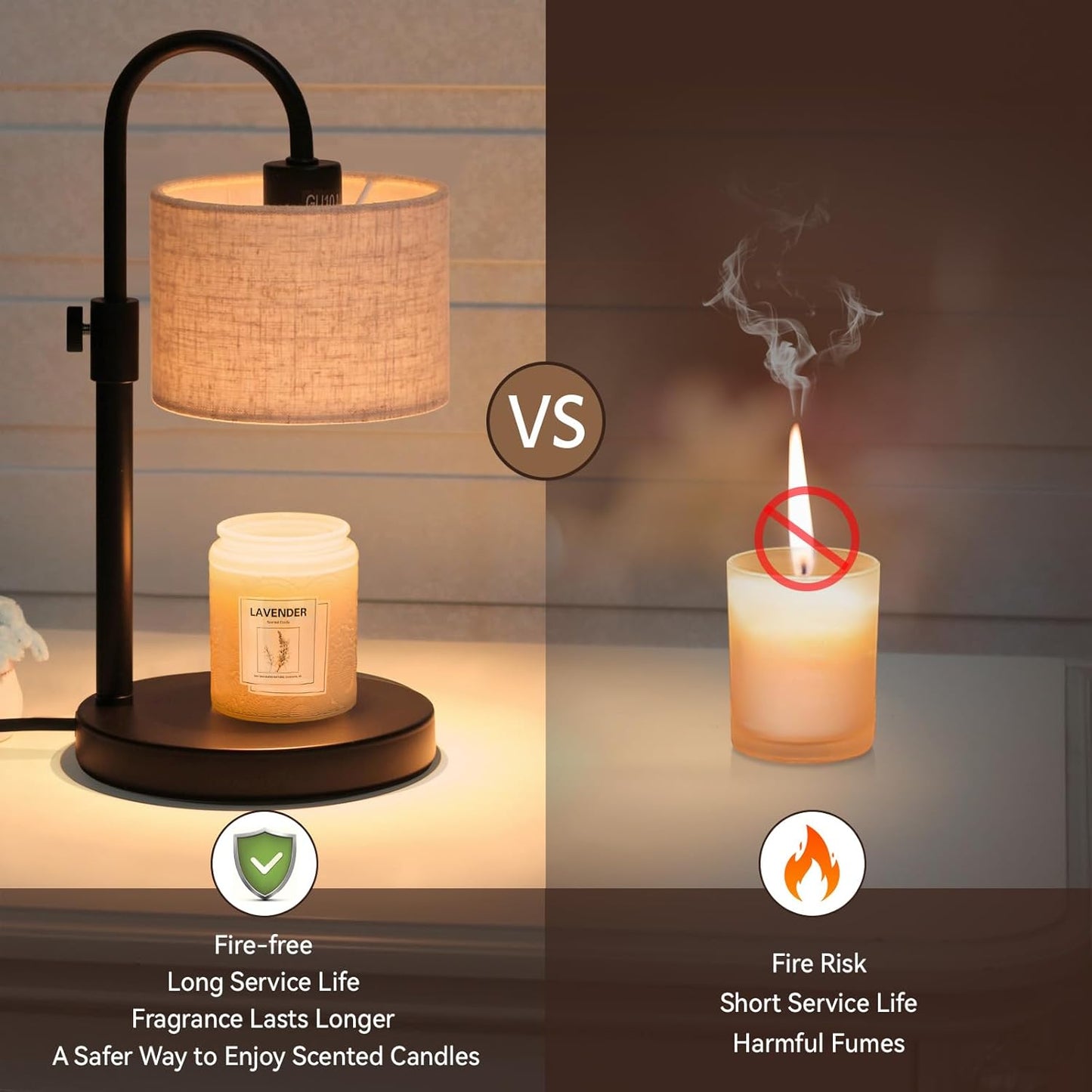 Candle Warmer Lamp with Timer, Dimmable Candle Wax Warmer Candle Lamp Warmer with 2 Bulbs, House Warming Gifts Birthday Gifts for Women Bedroom Home Decor (Linen-Upgraded)
