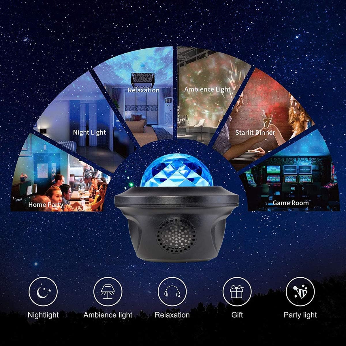 20 Lighting Effects Galaxy Projector, Large Projection Music Speaker, Remote Control Star Galaxy Light, Timer Night Light Projector for Kids Adults, Led Sky Light for Bedroom Gifts