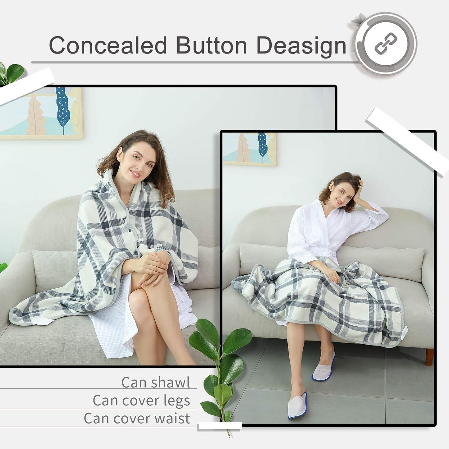 XING YE CHUAN Fleece Wearable Blanket, Comfy Poncho Throw with Buttons, Plush Sleeveless Blankets, for Women Cape Wrap Cover…
