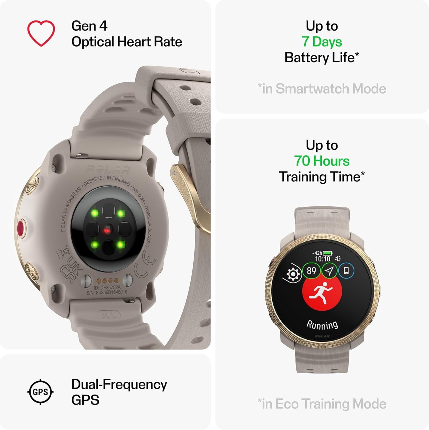 Polar Vantage M3 – Multi-Sport Smartwatch with AMOLED Display, Dual-Frequency GPS, Turn-by-Turn Navigation, Up to 7-Day Battery Life
