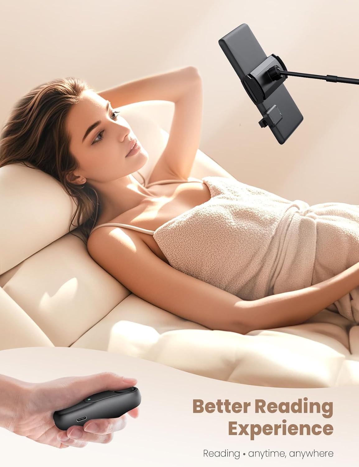 Remote Control Page Turner for Kindle Paperwhite Oasis Kobo eReaders, Ergonomic Remote Control Clicker for Hands-Free Reading, Compatible with Kindle E-Readers and Cases, Ideal for eBooks, Novels