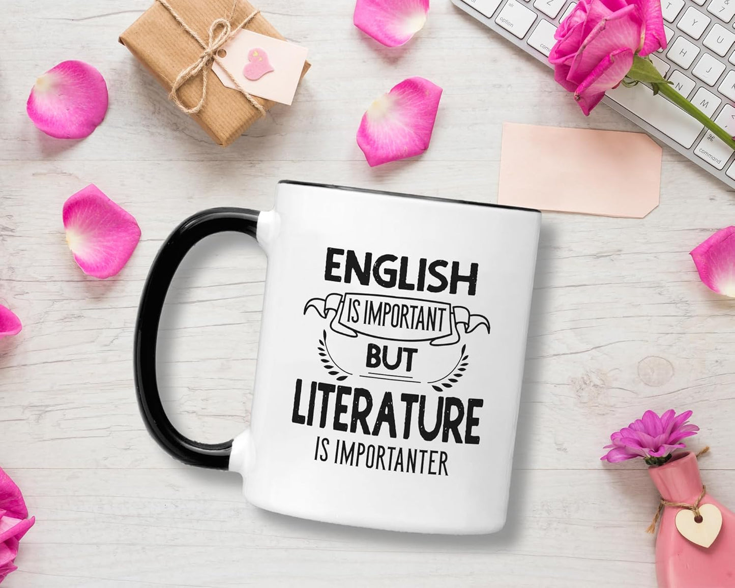 Casitika Literature Mug. English Important Literature Importanter. Funny 11oz Teacher Cup. Gift for Instructors, Students, & School Faculty and Graduation. (Literature)
