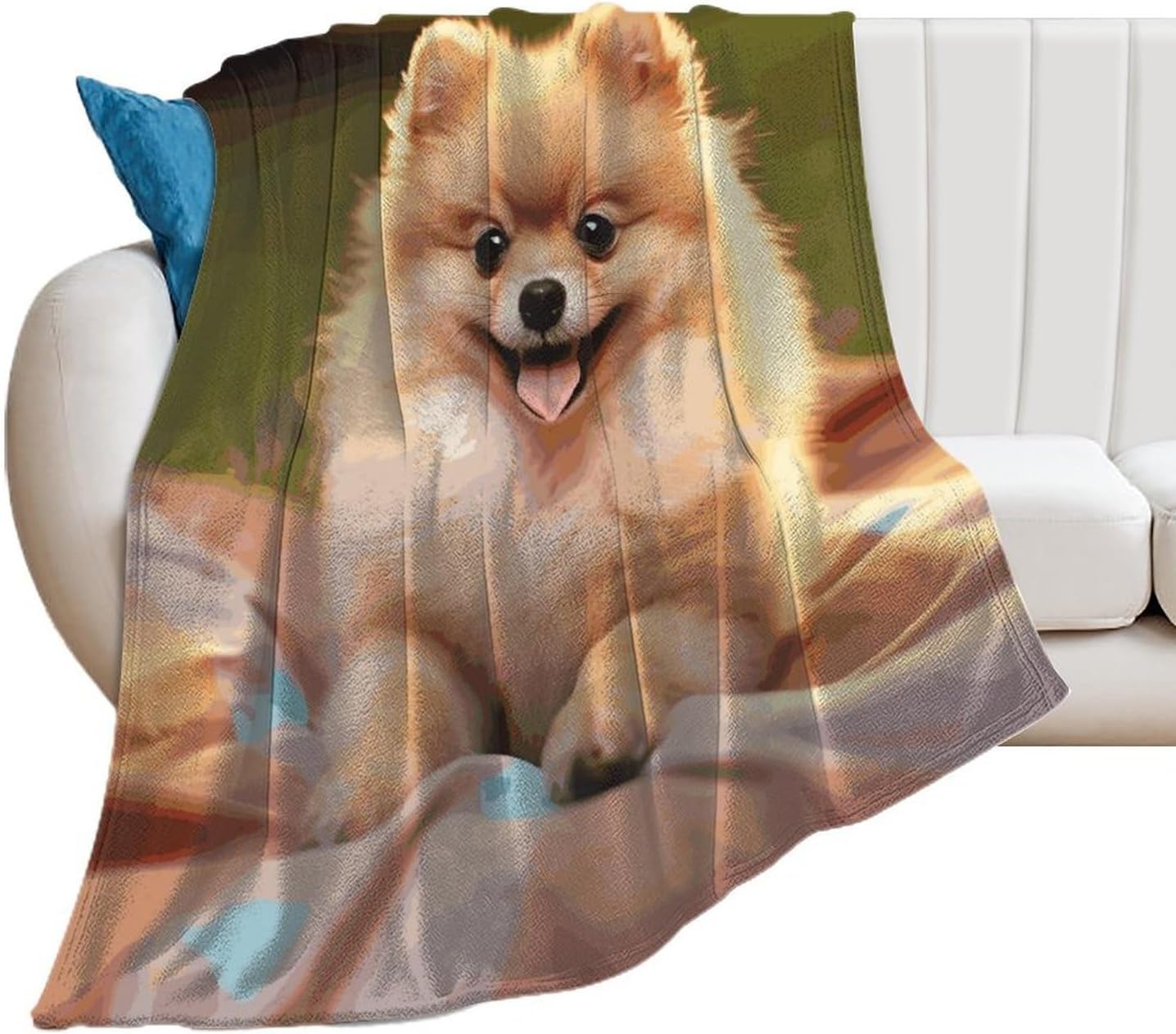 Short-haired Pomeranian Blanket Super Soft Lightweight Throw Blanket Cute Cozy Warm Bed Blanket Decorative Fuzzy Blanket All-Season Home Decor Gift for Sofa Couch Living Room 40"*50" （100 * 130cm）