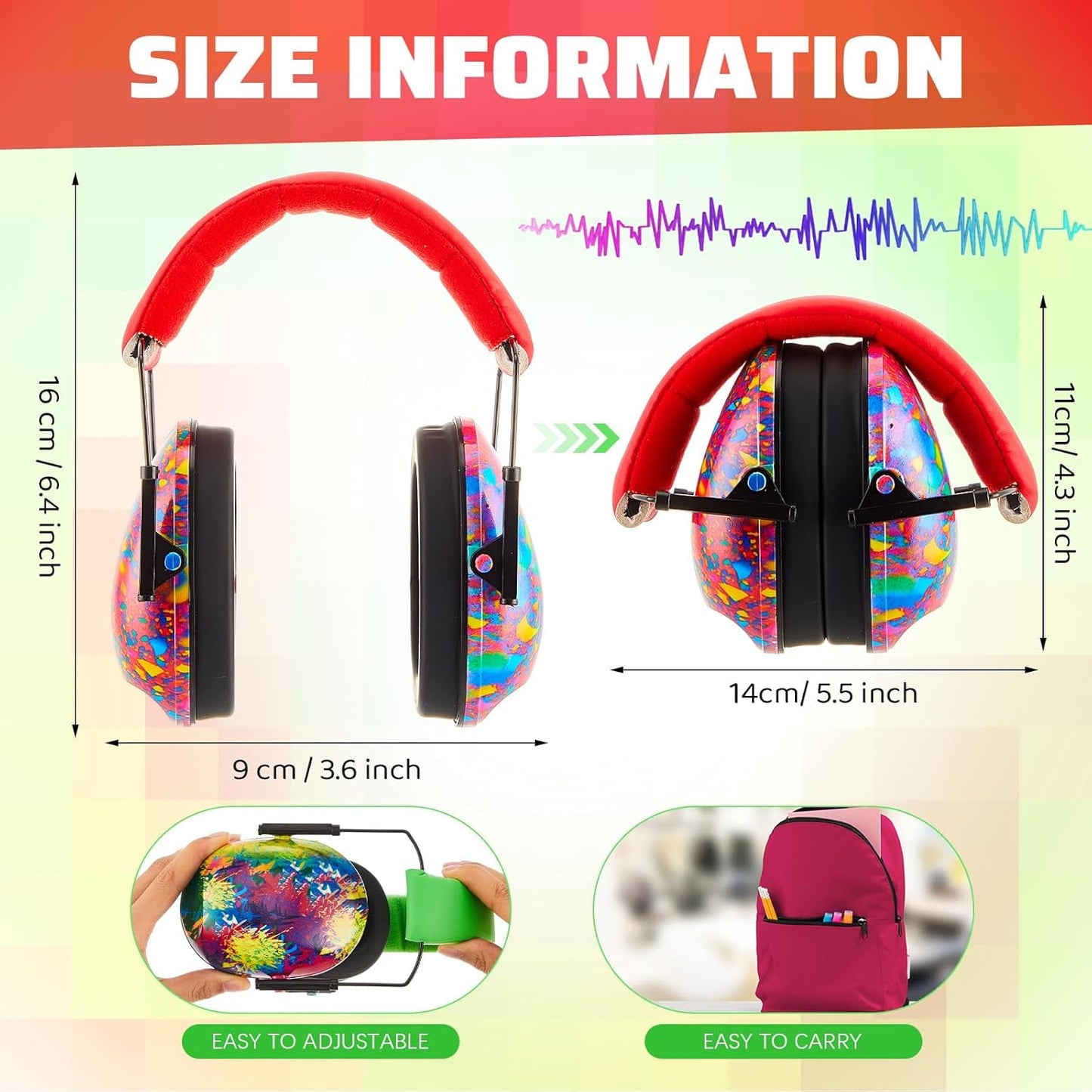 Amylove Noise Cancelling Headphones Kids Ear Protection Earmuffs Noise Reduction 27db Adjustable Toddlers