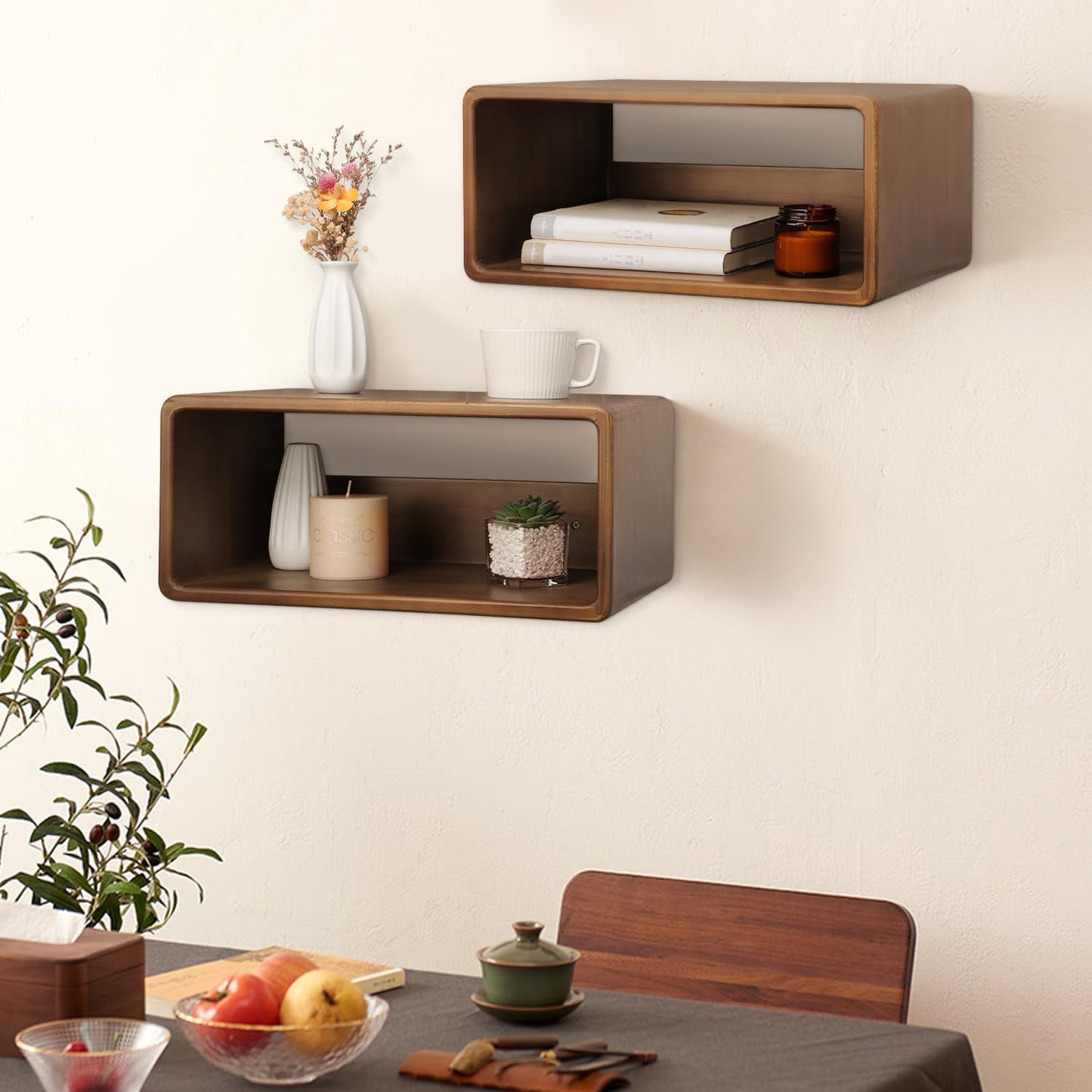 Floating Nightstand, Wall Mounted Bedside Shelf, Handmade Bedroom Furniture,Pine Wood Floating Bedside Table, Minimalist and Unique Style 18”x 10”x 7.5” Brown