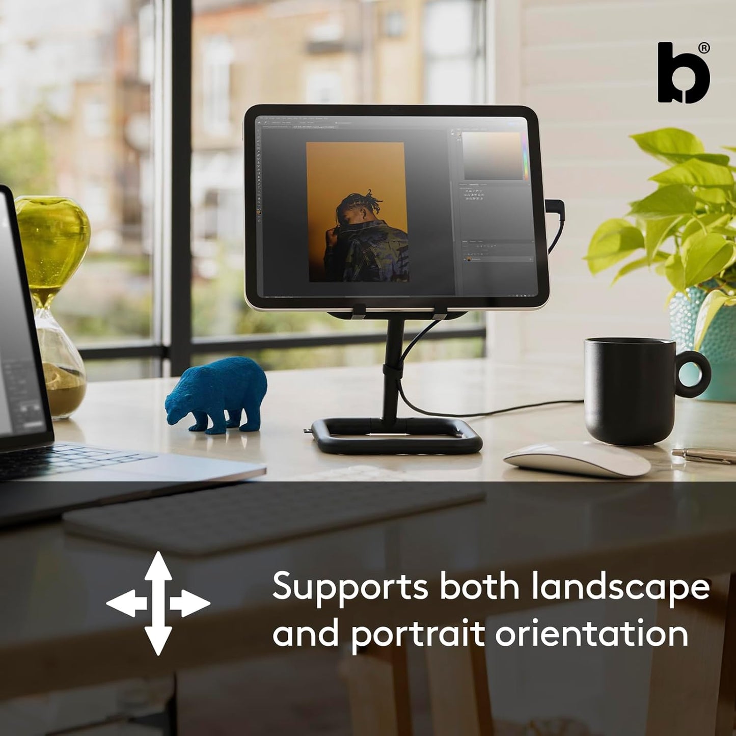 Bouncepad Go iPad Stand for Business & Leisure | iPad POS Stand | Adjustable Tablet & iPad Stand | Compatible with All Tablets & iPad Models | iPad Register Stand | White