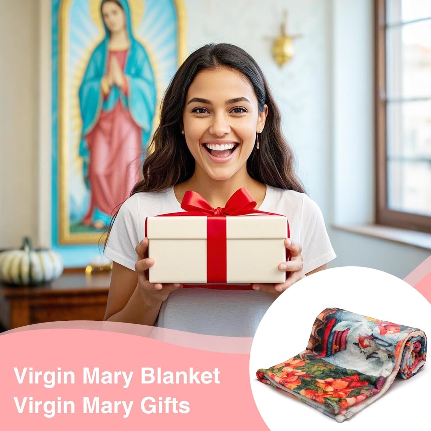 Virgin Mary Blanket Catholic Gifts, Our Lady of Guadalupe Blanket for Women, Religious Christian Bible Verse Prayer San Marcos Mexican Throw Blanket Manta De La Virgen De, 50"X60"