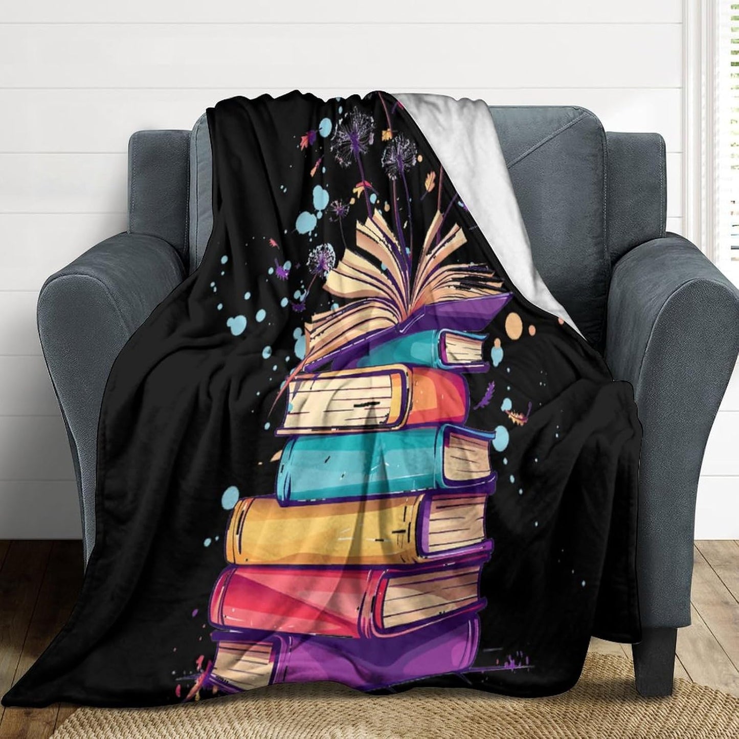 Dandelion Book Reading Fleece Blanket Soft Cozy Throw Blanket Couch Blanket for Home Living Room Decor 50"x60"