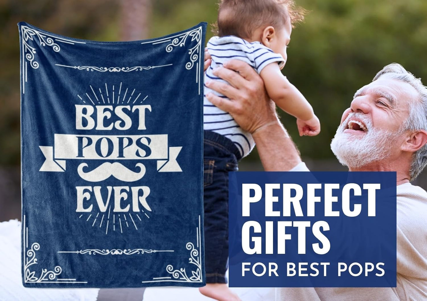 InnoBeta Pops Gifts for Grandpa, Throw Blanket for Grandfather, Presents from Grandchildren, Grandkids for Christmas, Birthday, Father's Day (50 x 65 inches)