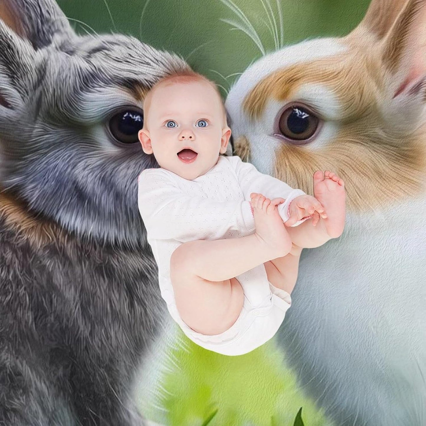 Rabbit Couple Kiss Throw Blanket for Couch Bed Plush Cozy Fuzzy Flannel Blanket for All Season 50"x60"