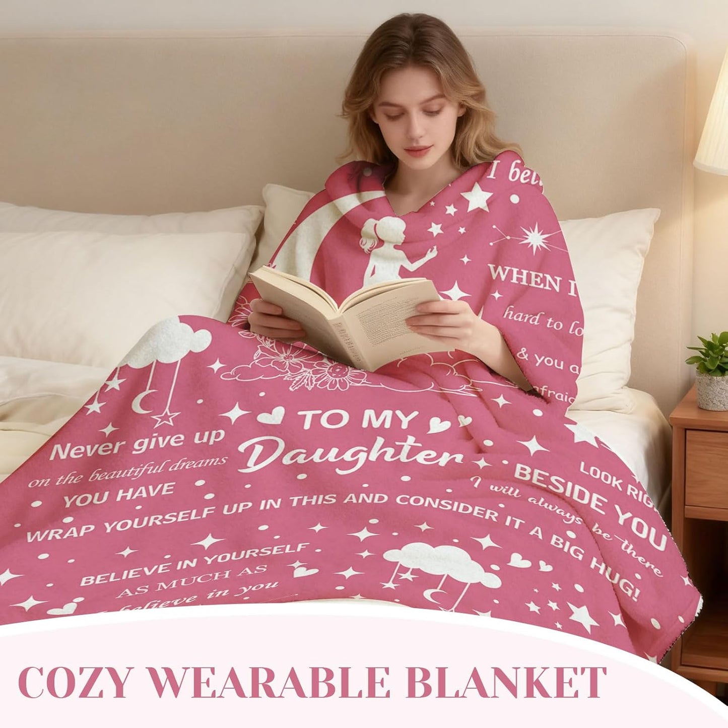Wearable Blanket with Sleeves, Flannel Wearable Blanket for Women Girls Mom, Comfy Snuggy Wrap Throws for TV Sofa