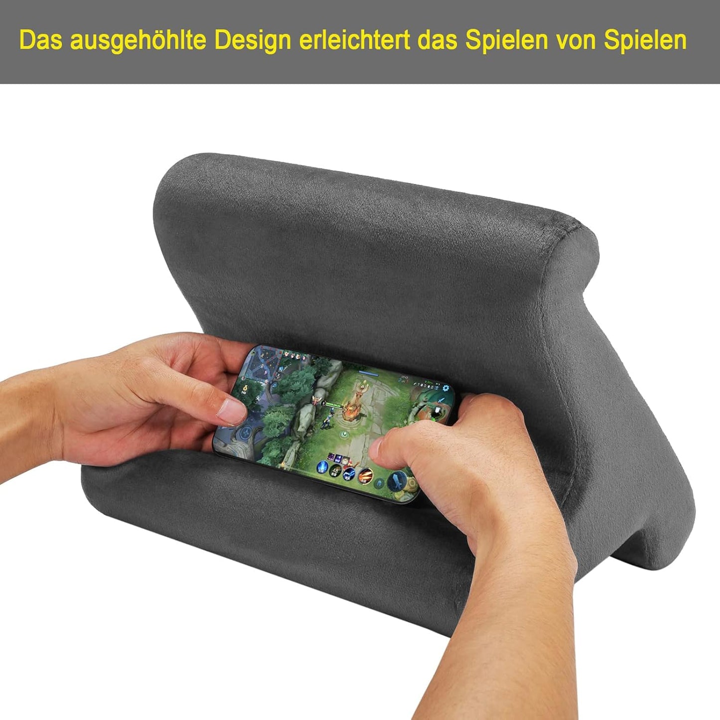 Tablet Pillow Stand - Holder & Dock for Bed with 3 Viewing Angles, Compatible with Tablets, Phones & iPad Pro 9.7, 10.5, 12.9 Air Mini 4, 3, Kindle, E-Reader & Books (Grey)