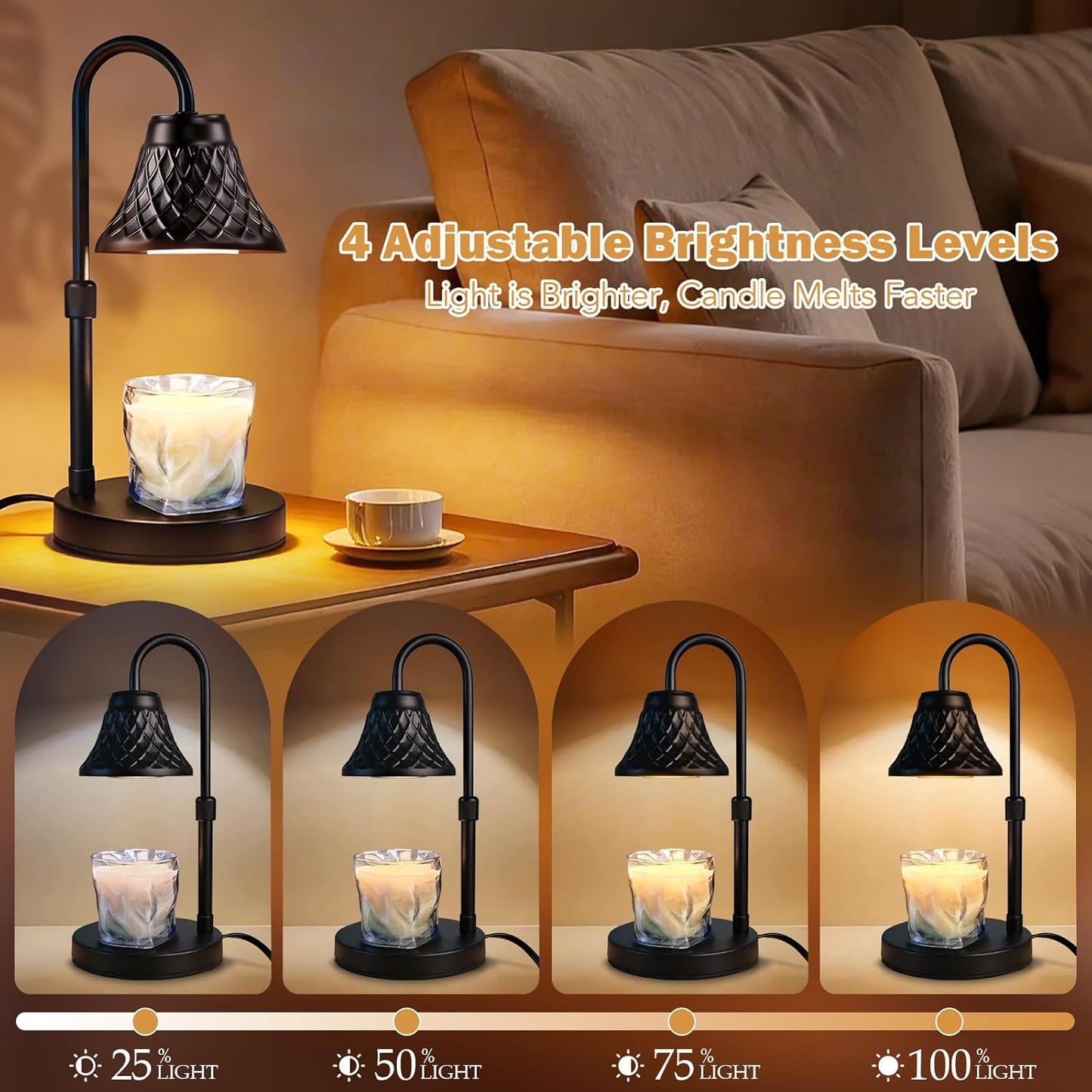 Adjustable Candle Warmer Lamp with Timer: Birthday Gifts for Women fits All Candle Jar Home Decor - Wax Warmer for Scented Wax Gifts for Women