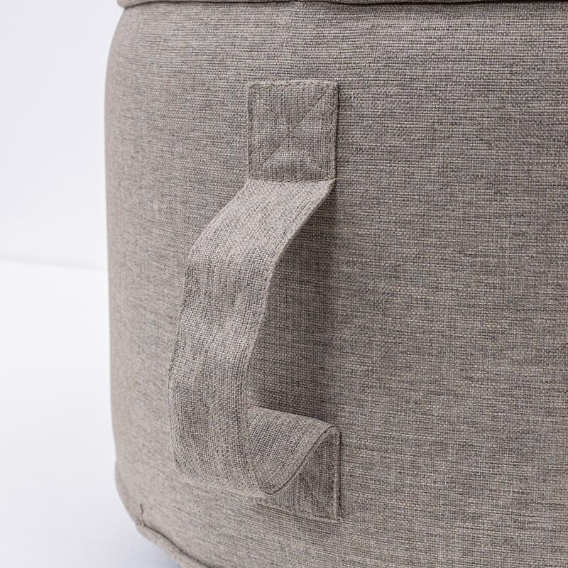 QILLOWAY Indoor/Outdoor Inflatable Stool,Round Ottoman,All Weather Foot Rest for Camping or Home,All Tan/Grey