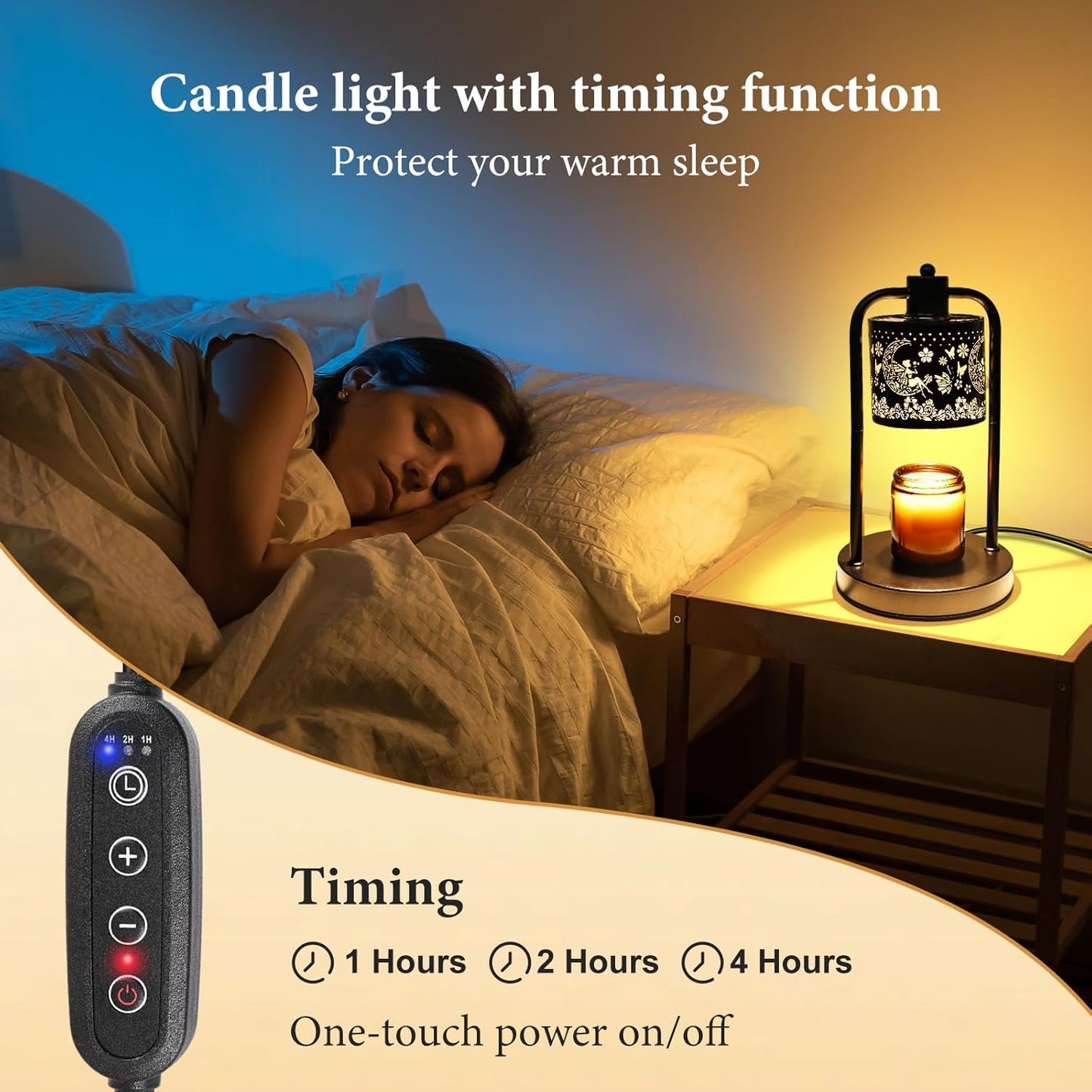 Lococo Candle Warmer Lamp Wax Light: Wax Melt Warming Lamps for Jar Candles with Timer Dimmable for Birthday Christmas Gift, Room, New House, Bedroom, Vintage Home Decor, Black + Fairy Moon