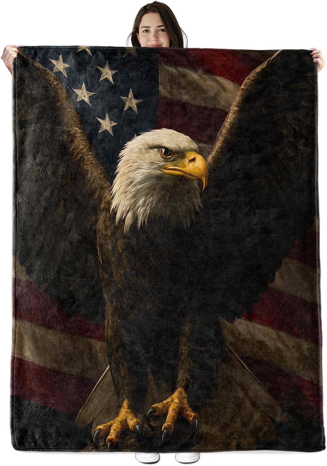 American Eagle Blanket Gifts for Boys Girls Kids, Bald Eagle Warm Soft Flannel Throw Blankets for Travel, Sofa, Room, Bedroom Birthday Christmas Spring Decor, 50x60 in