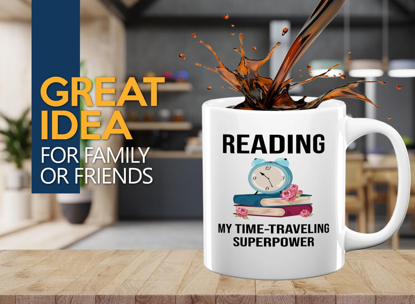 Book Lover Coffee Mug 11oz White -Time-traveling Sprpwr - Gift For Poets Bookish People Bibliophile Librarian Book Club Reader