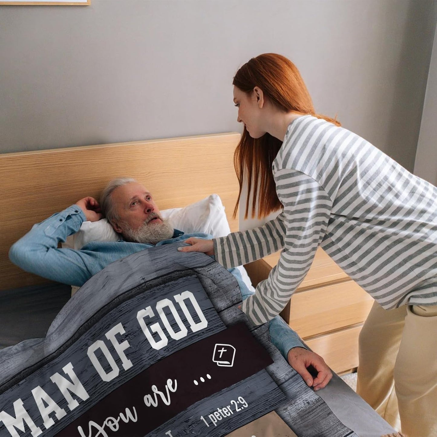 Christian Gifts for Men, Christian Gift Blanket 40"x50", Religious Gifts for Men, Catholic Gifts, Bible Gifts, Spiritual Gifts, Inspirational Gifts, Encouragement Birthday Gifts for Men of God