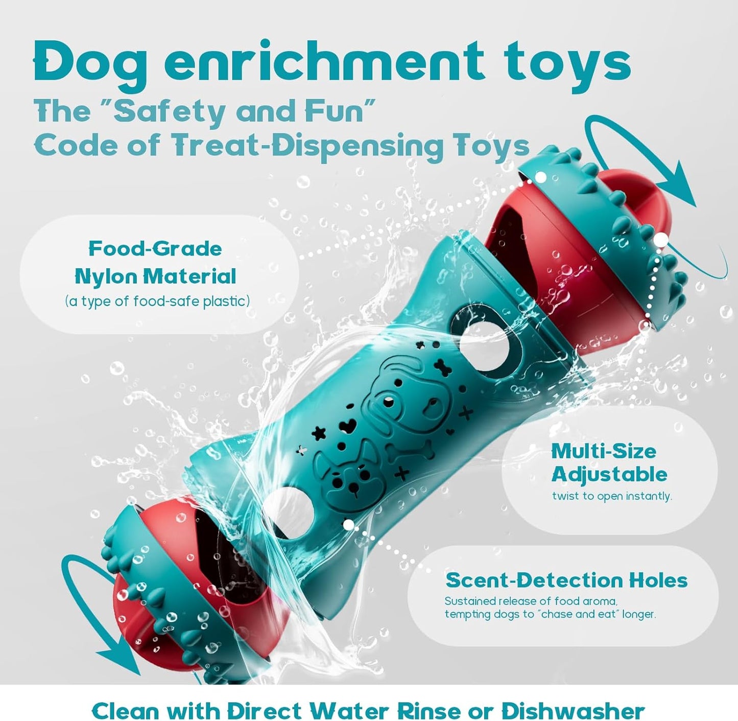 knitly Interactive Dog Toys, Adjustable Treat Dispensing Toy to Keep Them Busy, Dog Enrichment for Brain Stimulation & Cognitive for Puppy Puzzle to Reduce Boredom-Ideal Gift for Cats and Dogs(Nylon)