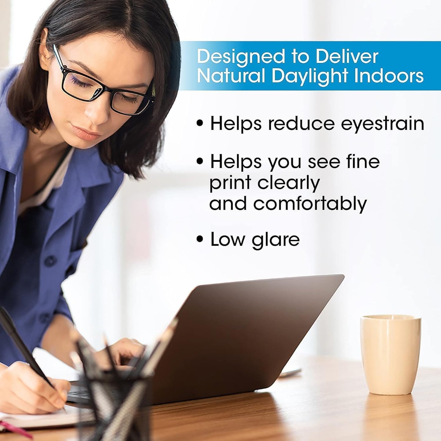 OttLite Study LED Desk Lamp – Touch Activated Controls, 3 Brightness Settings, ClearSun LED, Adjustable Neck, Modern Design for Work, Office, or Learning