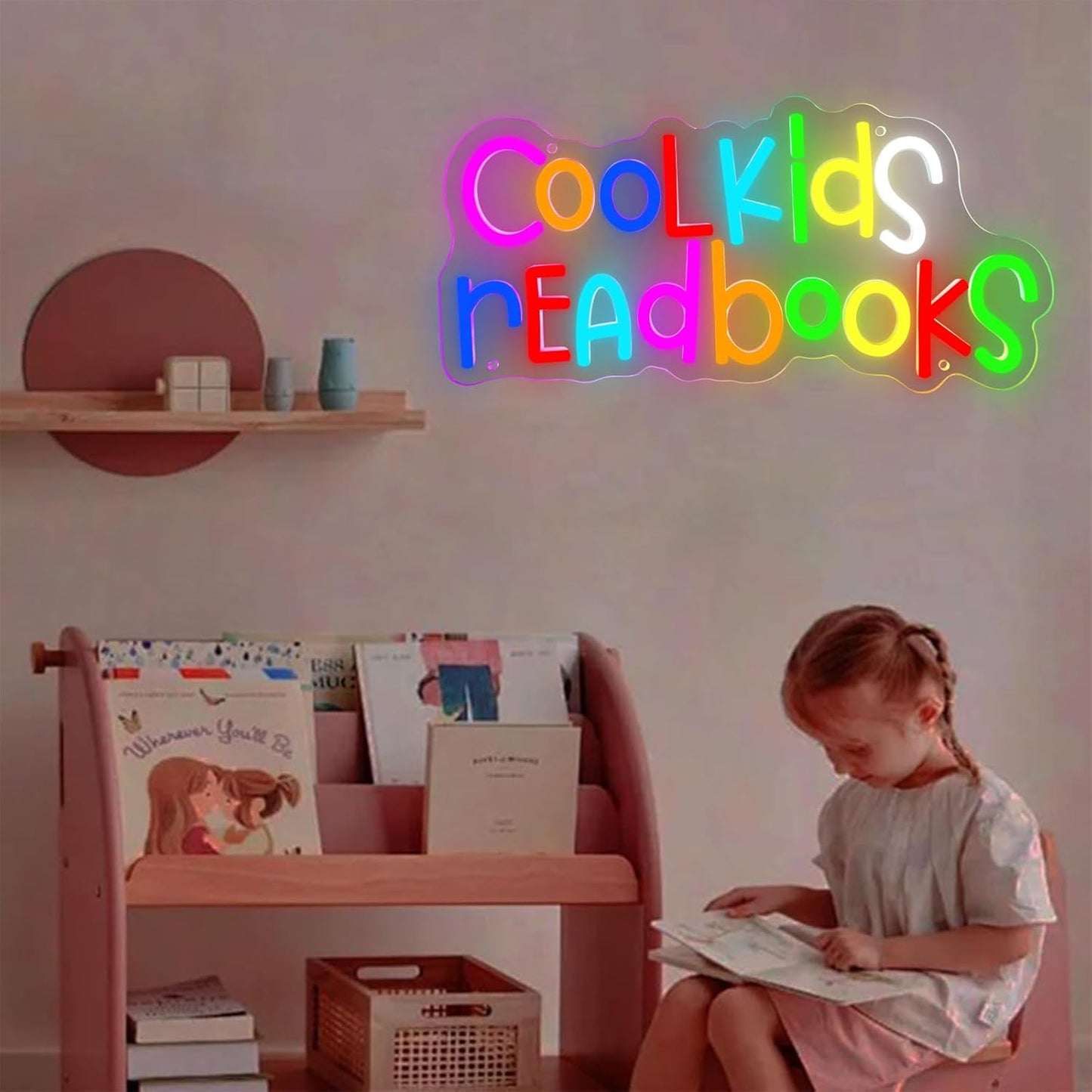 Cool Kids Read Books Neon Sign,Neon Lights for Classroom Reading Corner Bedroom Library,Read Sign for Book Lovers Christmas Gift for Kids & Teens