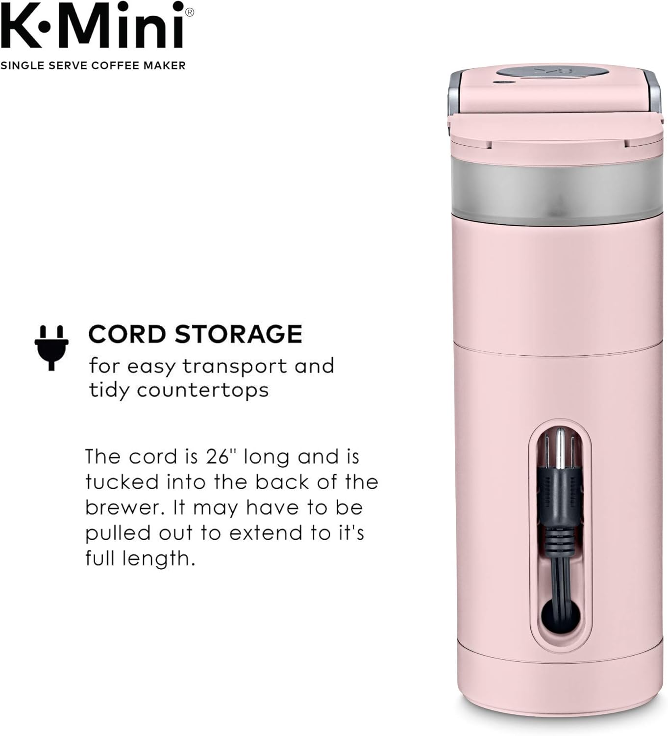 Keurig K-Mini Single Serve K-Cup Pod Coffee Maker, 6 to 12oz Brew size, with Cord Storage, Perfect for Small Spaces, Dusty Rose