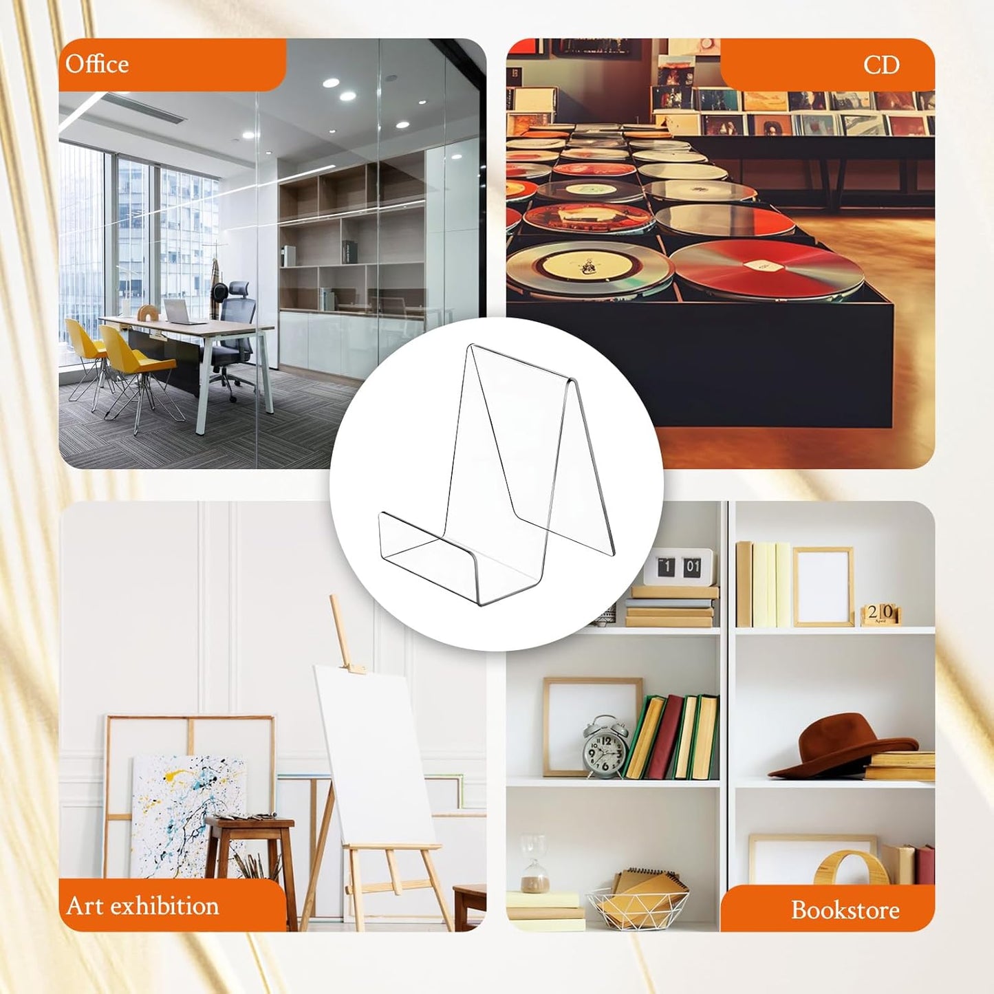 SHENLIU 20 Pack Clear Book Stand, 3x4 Inch Acrylic Easel Stand Book Display Holder, Display Stands for Album, CD, Music Sheets, Plate, Artworks, Phone, Tablet, Magazine, Postcard