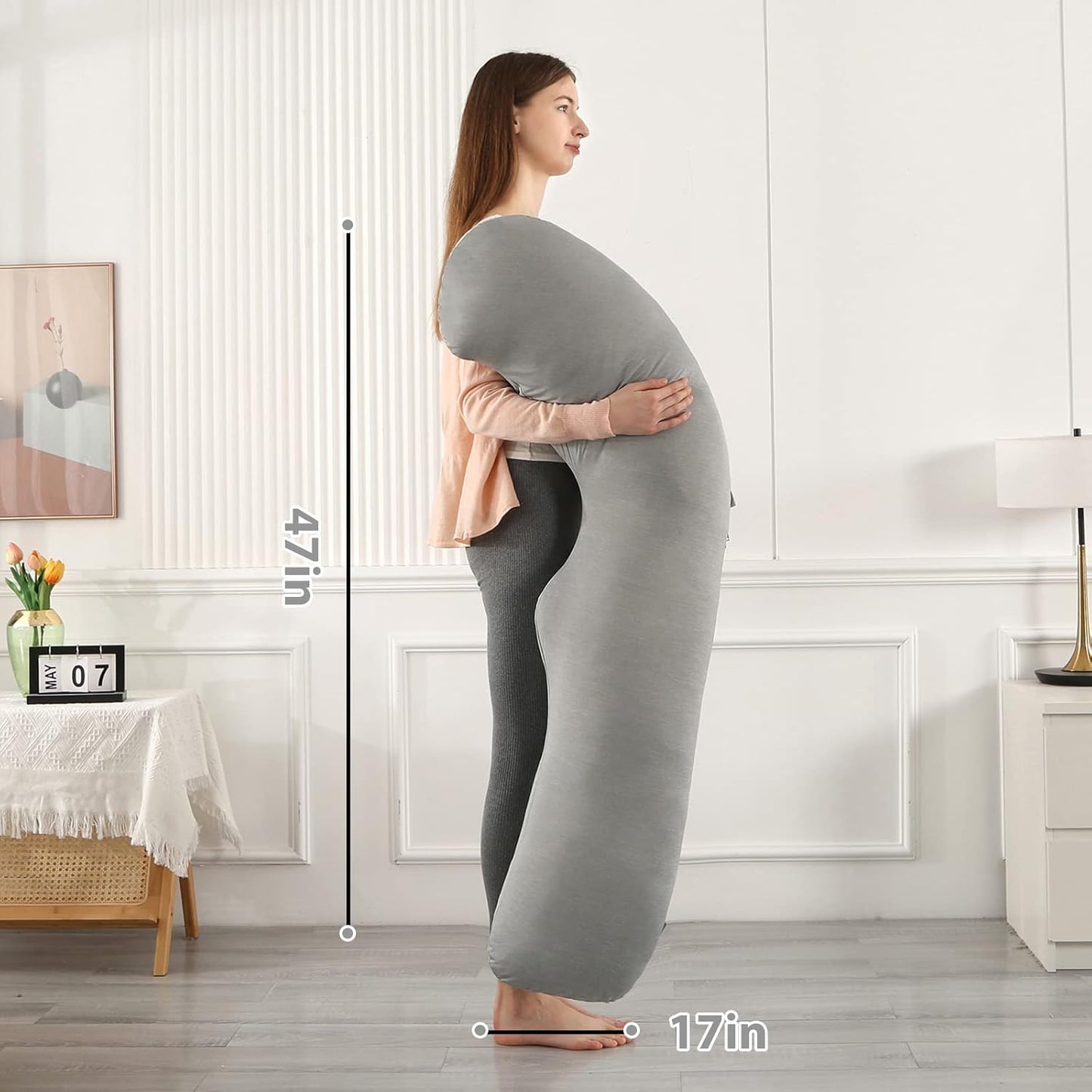 BATTOP Pregnancy Pillows for Sleeping,Maternity Pillow with Cooling Cover,Support for Belly,HIPS, Legs,Pregnancy Must Haves,Side Sleeper Body Pillow