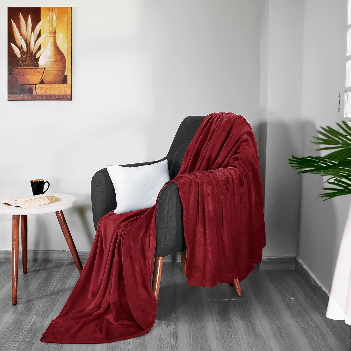 Polar Fleece Throw Blanket for Couch, Twin Bed, Chair, Kids, Adults, Pets 50x60 Soft Cozy Reversible Throw Blanket (Brick Red)