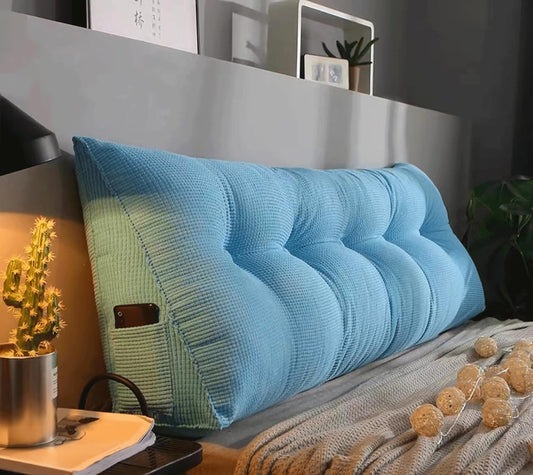 Reading Backrest Cushion Triangular Headboard Cushion, King Size Wedge Pillows Backrest Support Cushion, Lumbar Bed Pillow For Bed Sofa Rest Book Reading(Size:100x20x50cm(39x7.8x20"),Color:light blue)