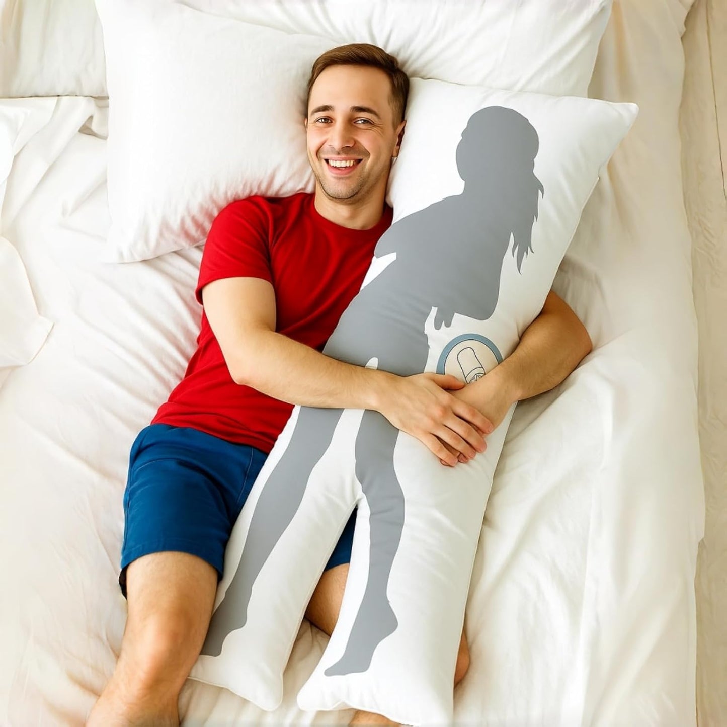 2-Legs Full Body Pillow for Adults, Soft Fluffy Long Bed Pillow for Sleeping & Hugging, Anime Japanese Style Hug Pillow, Plush Comfortable Polyester Filled, 59 x 20 Inch (150 x 50cm), White