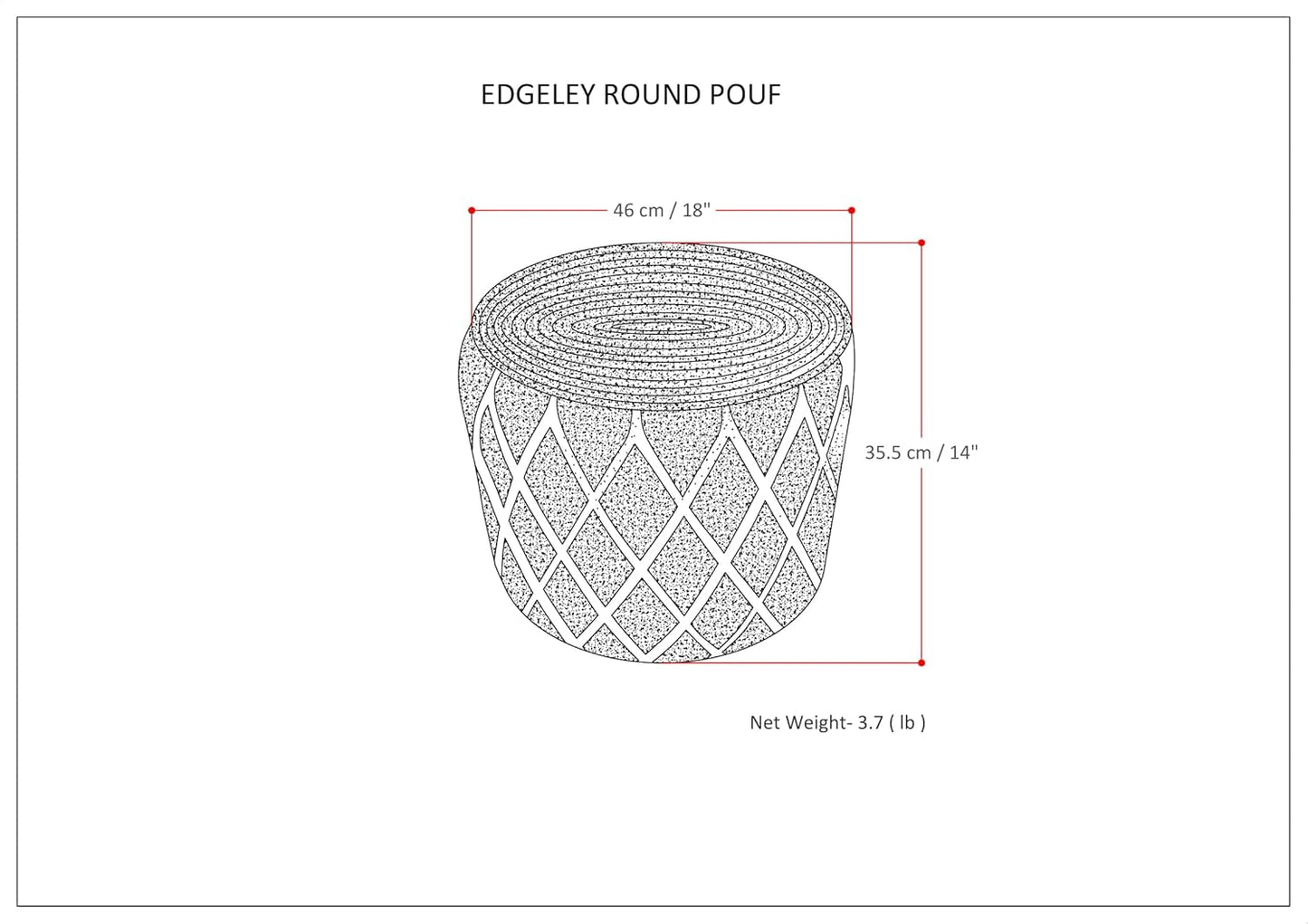 SIMPLIHOME Edgeley Round Pouf - 18 inch Wide Handwoven Jute and Cotton Ottoman in Grey and Natural, Boho-Style Footstool or Extra Seating for Living Room, Bedroom, or Kids Room, Assembled