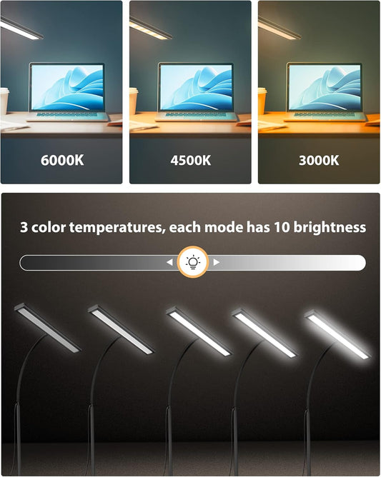 Desk Lamp [3 Color & 10 Brightness] 160 LEDs Dimmable Desk Lamp Home Office USB Lamp with Clamp, Eye-Caring Clip on Desk Light Working for Video Conference Workbench Drafting Crafting Drawing Reading