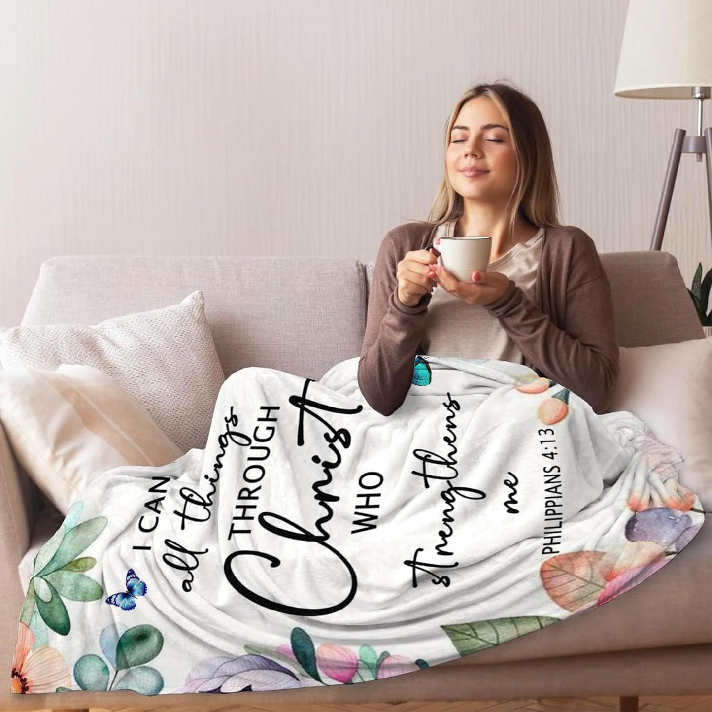Christian Gifts for Women Blanket 50"X60", Inspirational Religious Gifts for Woman, Prayer Blanket for Women Healing, Spiritual Bible Verse Throws