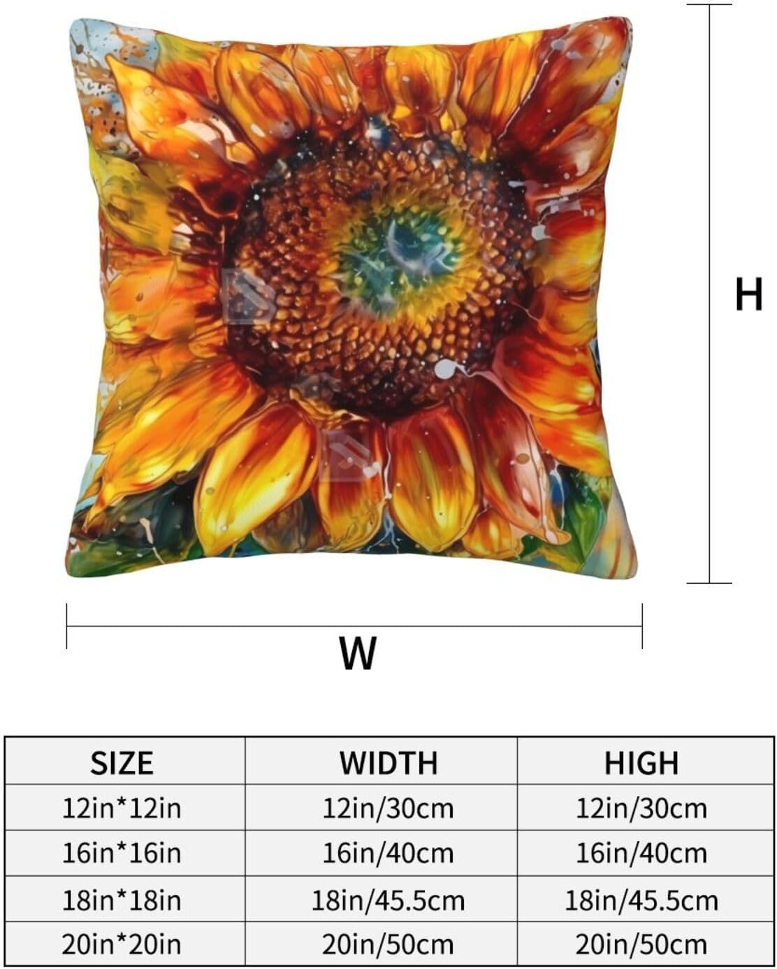 All-Season Square Pillow Covers 18"X18", Sunflower, Decorative Throw Pillow Covers for Sofa Bed Couch, Hidden Zipper Cushion Cover, Square Lumbar & Accent Pillowcases for Home Decor
