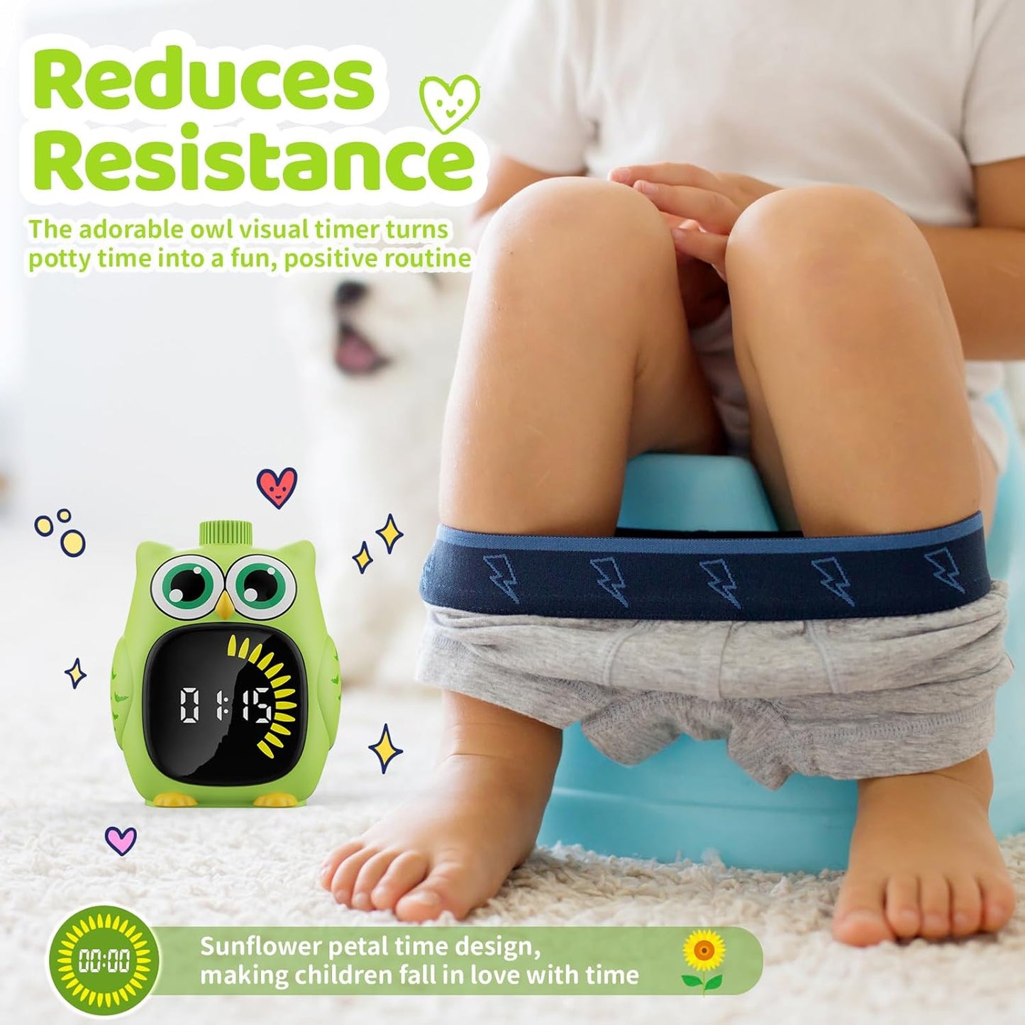 Owl Visual Timer for Kids 99 Min Visual Countdown Time for Classroom Home Kids Timer Visual with Sound or Silent Mode Time Management Tool for ADHD Autism Toddler Homework Potty Training