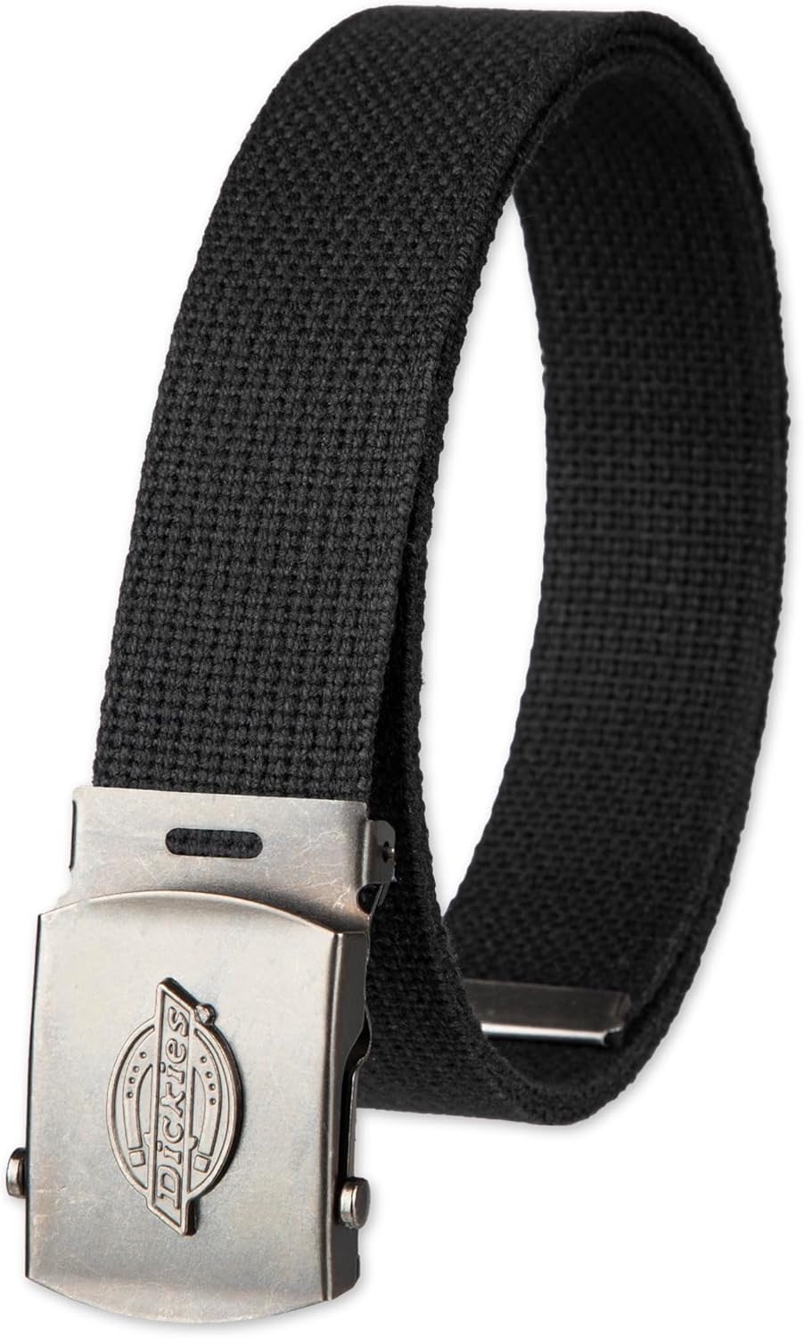Dickies mens Fabric Web Plaque Logo Buckle Belt - One Size Cut-to-fit- Fits Up to Size 42" Waist