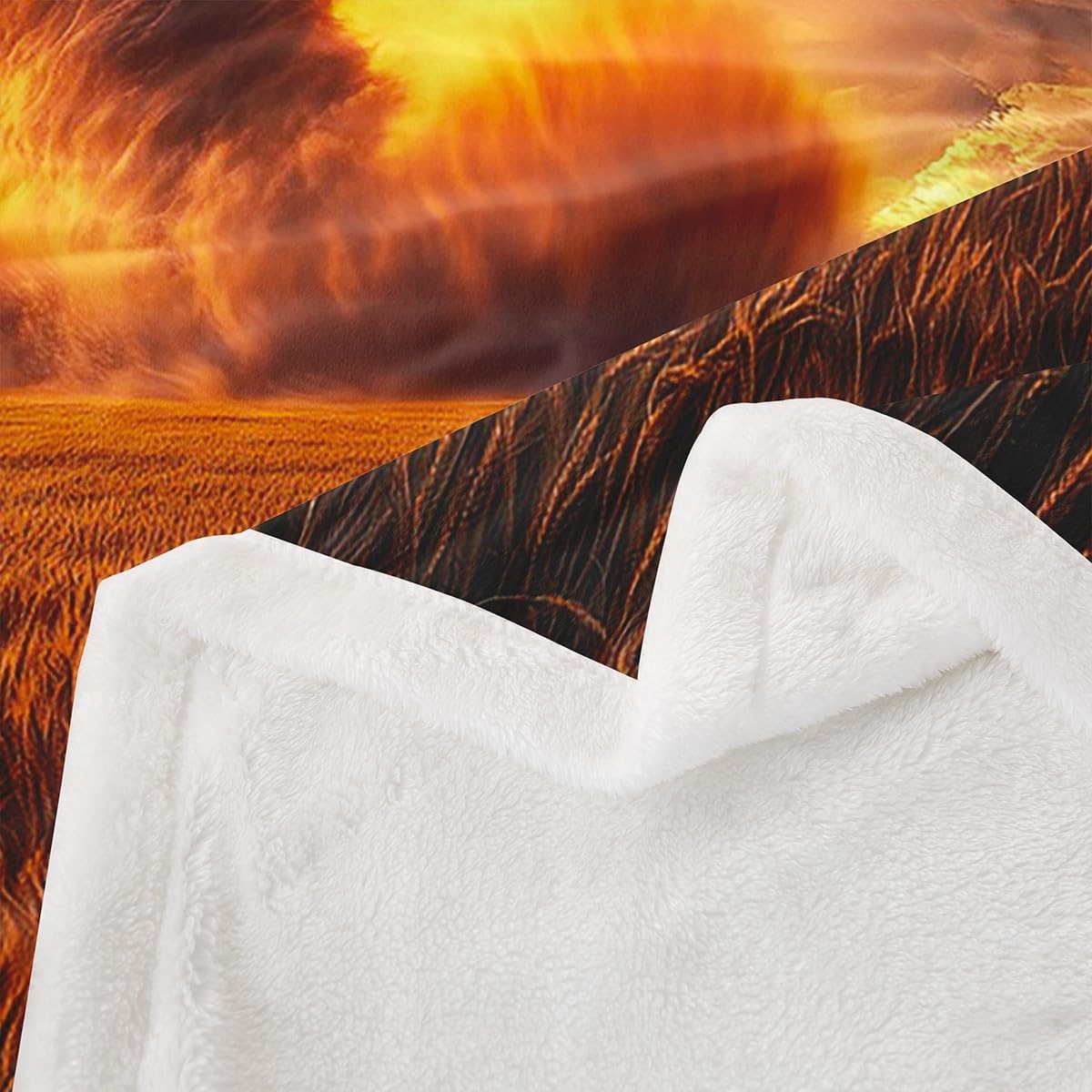 Erosebridal Nature Disaster Blanket 40x50,Golden Tornado Throw Blanket Soft Cozy,Goth Cloud Sherpa Blanket for Crib Stroller Travel,Fall Autumn Glass Thanksgiving Soft Microfiber Bed Blanket