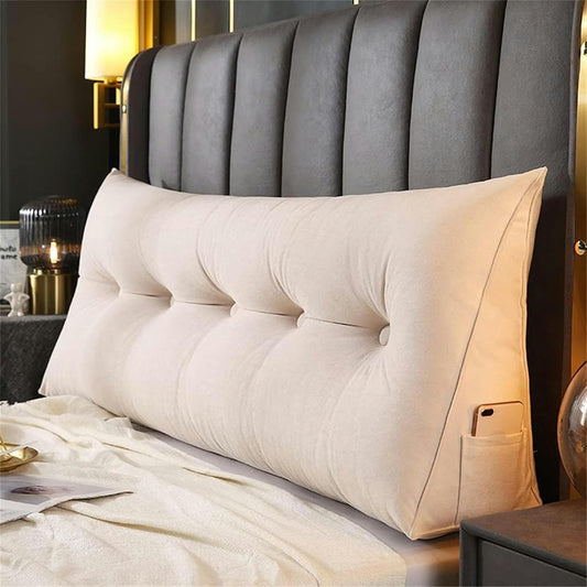 AMNOOL Large Triangular Reading Wedge Pillow, Bed Rest Headboard Cushion Headboard Pillow Bolster Cushion for Twin Full Queen King Daybed Bed Bunk Bed